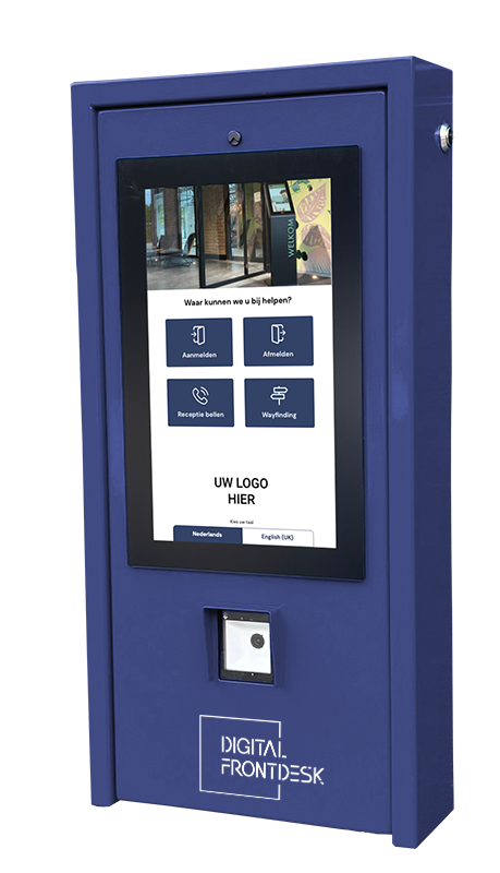 outdoor zuil zelfbediening kiosk blauw